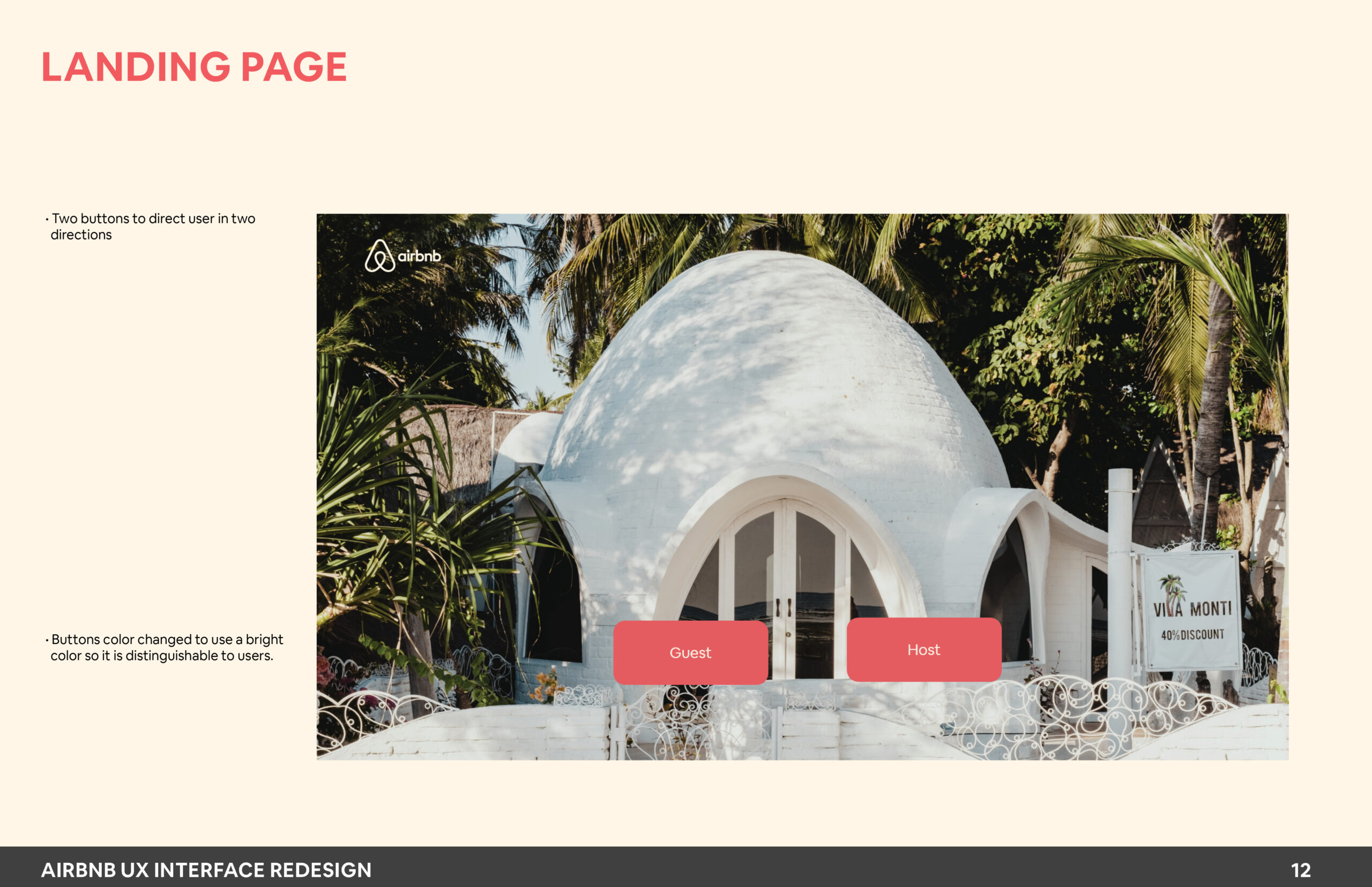 Airbnb High Fidelity Mockup - Landing page