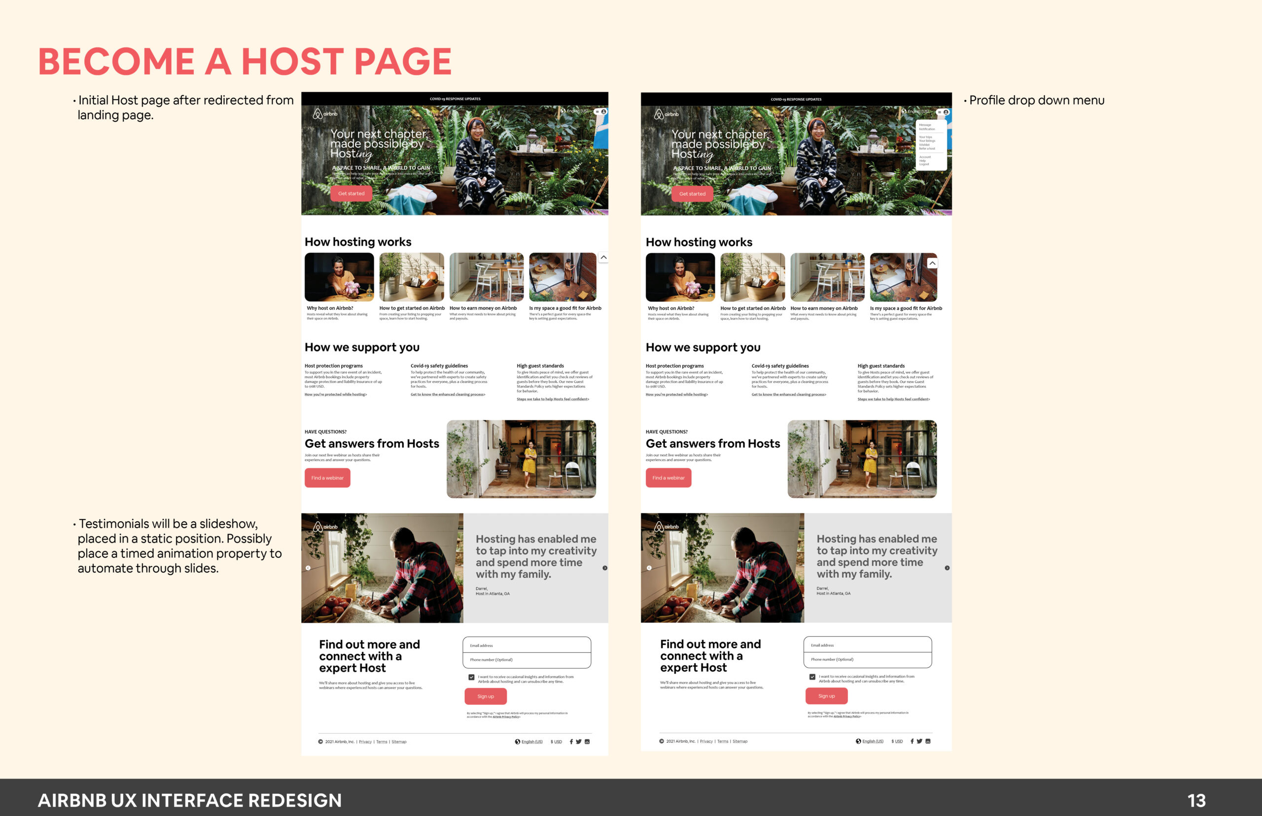 Airbnb High Fidelity Mockup - How to become a host page