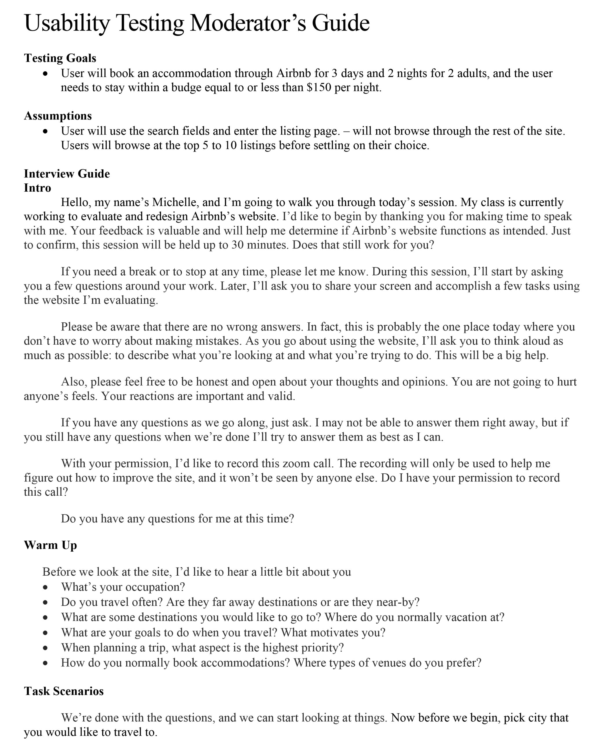 Airbnb User Testing Script Part 1