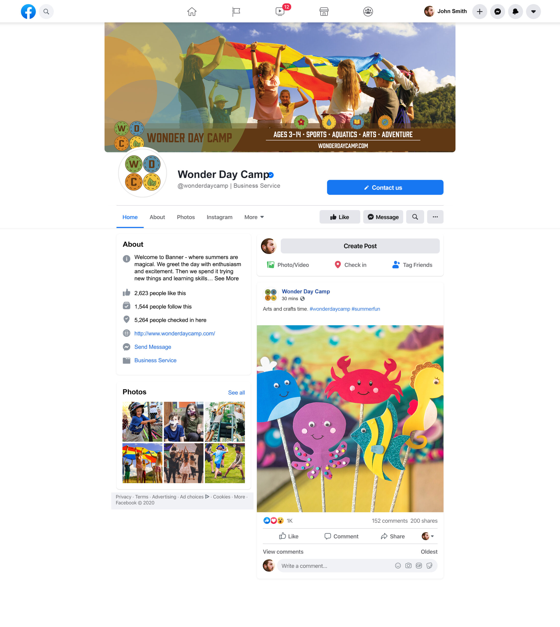 Wonder Day Camp Social Media-Facebook Mockup